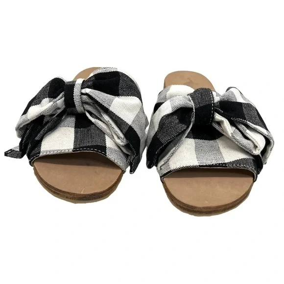 Brother Vellies Burkina Slide Montauk Picnic Gingham Bow Sandals NWT Women’s 8 - Picture 4 of 15